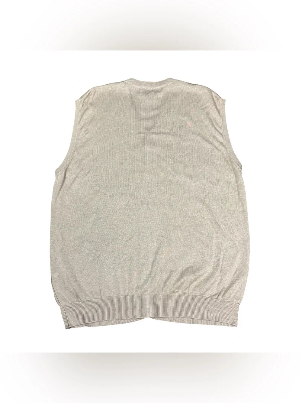 Alan Flusser Men’s Large Silk Cotton Cable Knit Button Front Sweater Vest Beige
